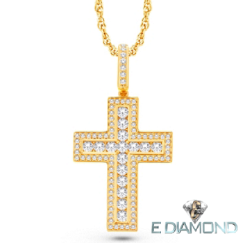 14K Gold, 2.00 Carat, Inner Light Cross Pendant Image