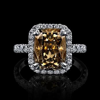 4.88 CT, Cushion, SI1 Clarity, Fancy Yellow-Brown Image