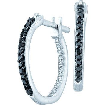 0.25 CT, BLACK DIAMOND HOOP, EARRINGS Image