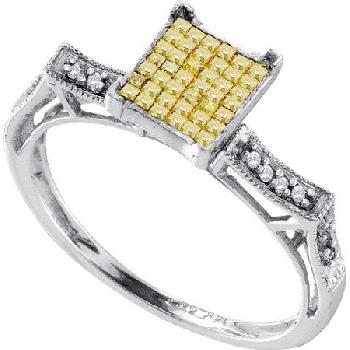 0.33CT YELLOW PRINCESS DIAMOND LADIES INVISIBLE RI Image