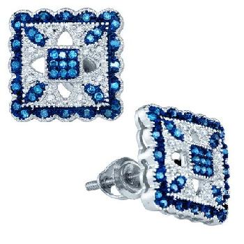 0.20CT, BLUE, WHITE DIAMOND EARRING Image