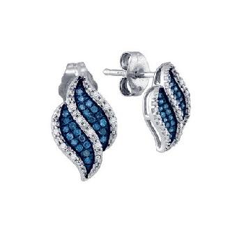 0.15 CT, BLUE, DIAMOND, FASHION EARRING Image