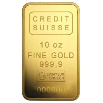 10 oz Credit Suisse .9999 24k Gold Bar Fine Image