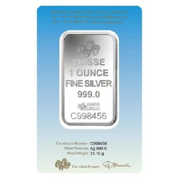 1 oz .999 Silver Bar PAMP Suisse, Lakshmi Image