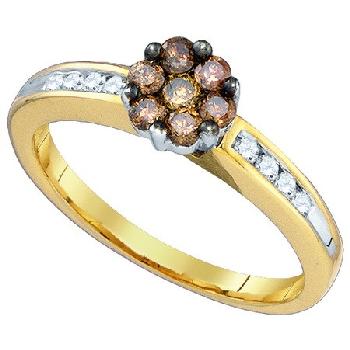 0.50 CT, COGNAC, BROWN, DIAMOND FLOWER RING Image