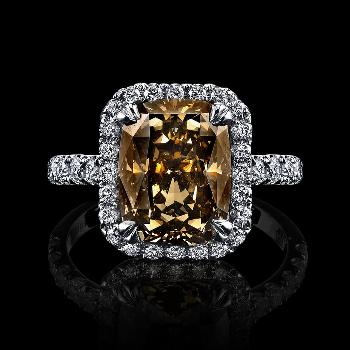 4.88 CT, Cushion, SI1 Clarity, Fancy Yellow-Brown Image
